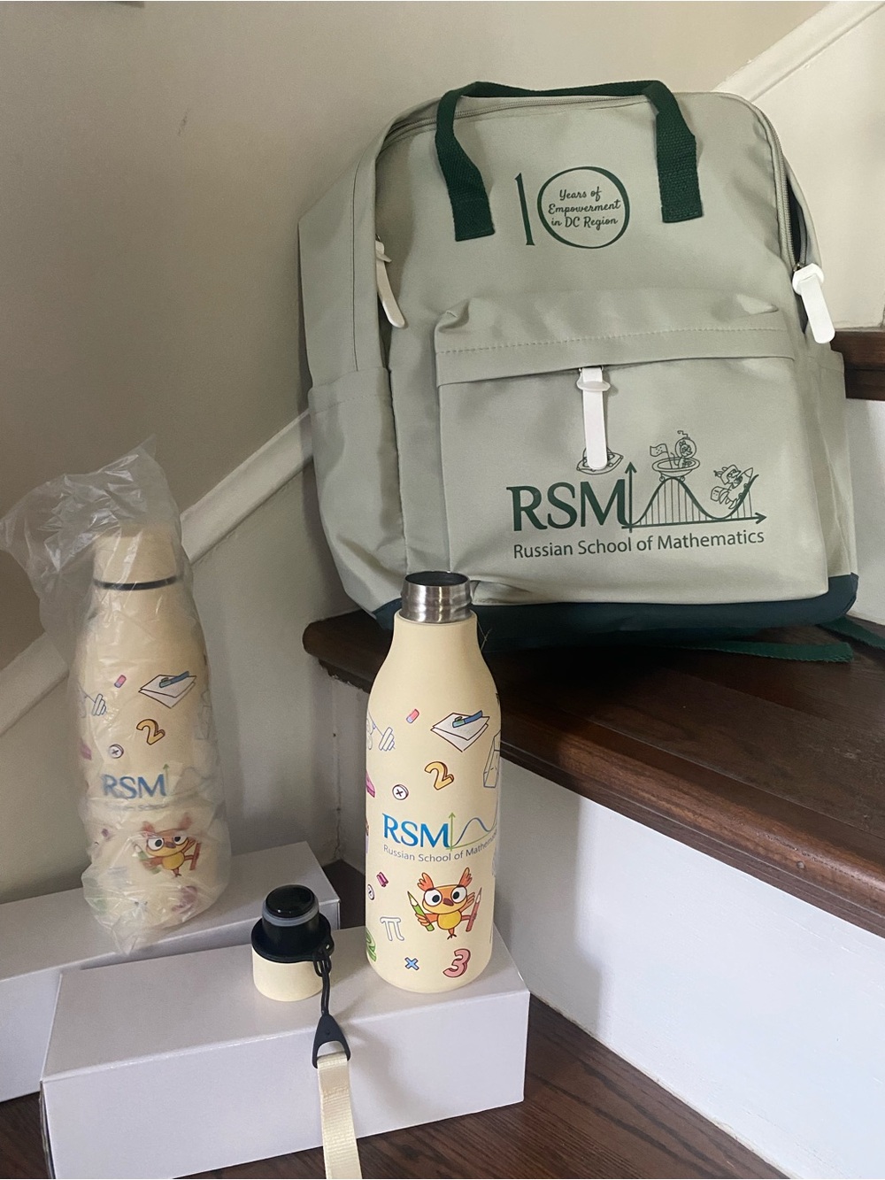Sage green medium sized school bag two Insulated Stainless Steel Water Bottle